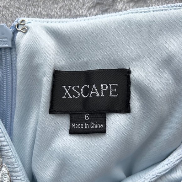 NEW XSCAPE 4366X Long Glitter Embroidered Gown Dress Size 6 Blue.Silver NWT 0074 - Picture 5 of 14